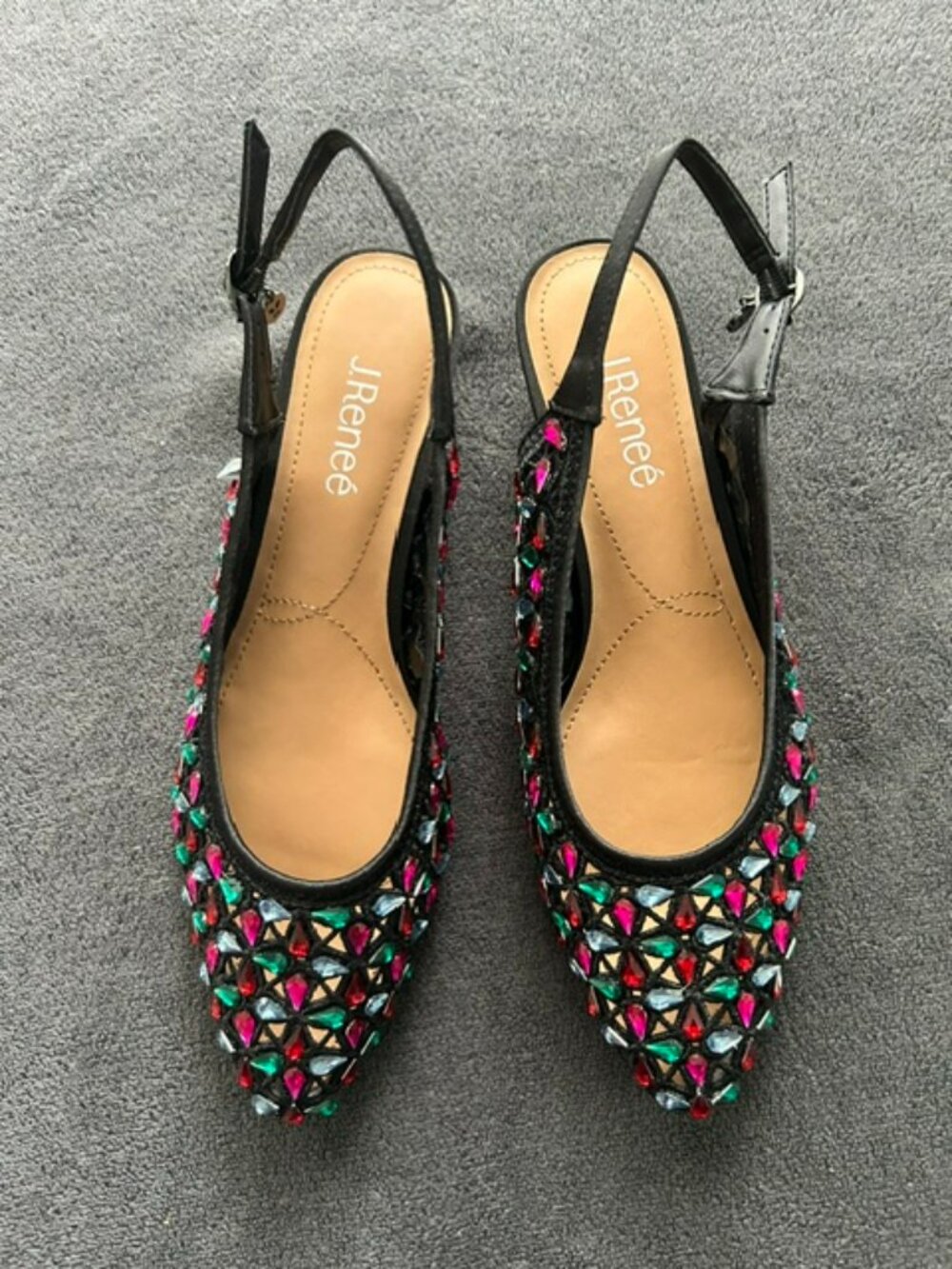 J Renee Hasini Jeweled Slingback Shoes, Size 8M
